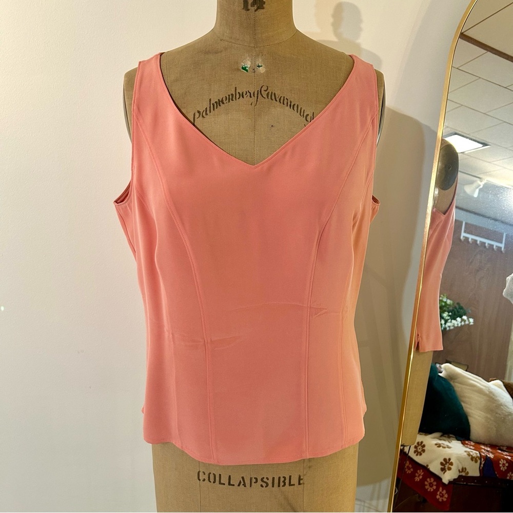 Talbot’s Women’s Vintage Orange Coral 100% Silk Sleeveless Top Sz 14